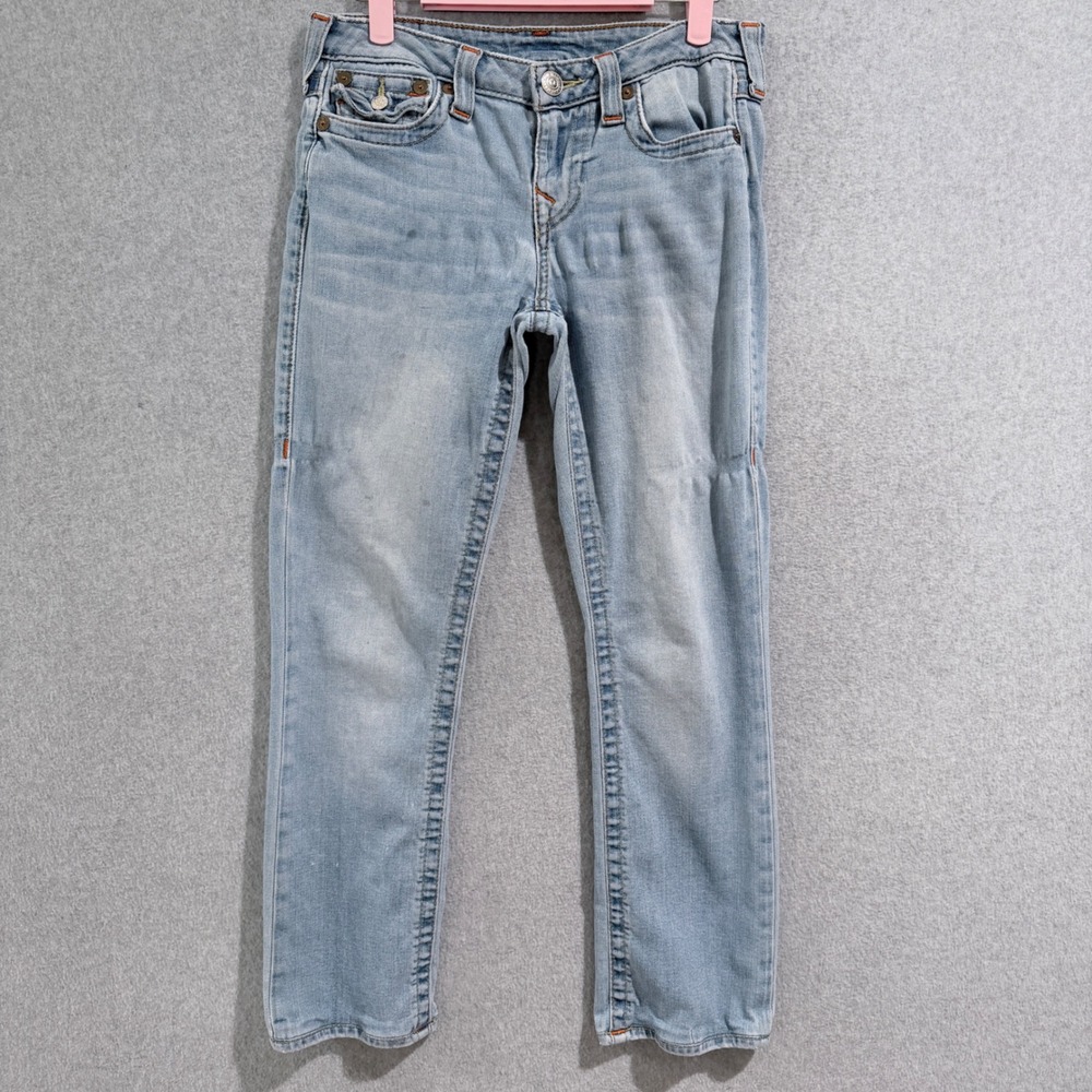 True Religion Slim Straight Light Wash Denim Jeans Size 26